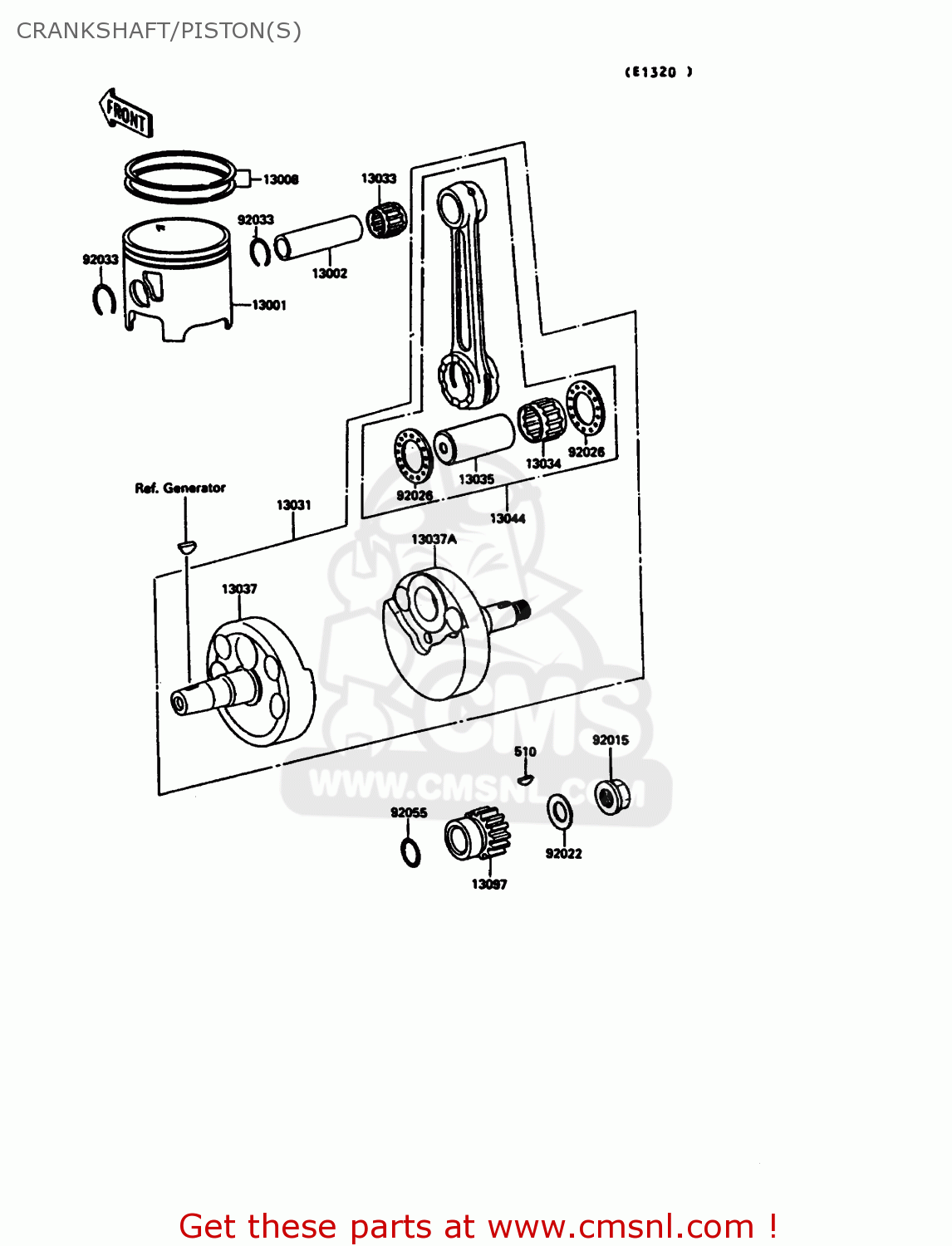 CRANKSHAFT/PISTON(S) KX125-G1 1989 USA CANADA