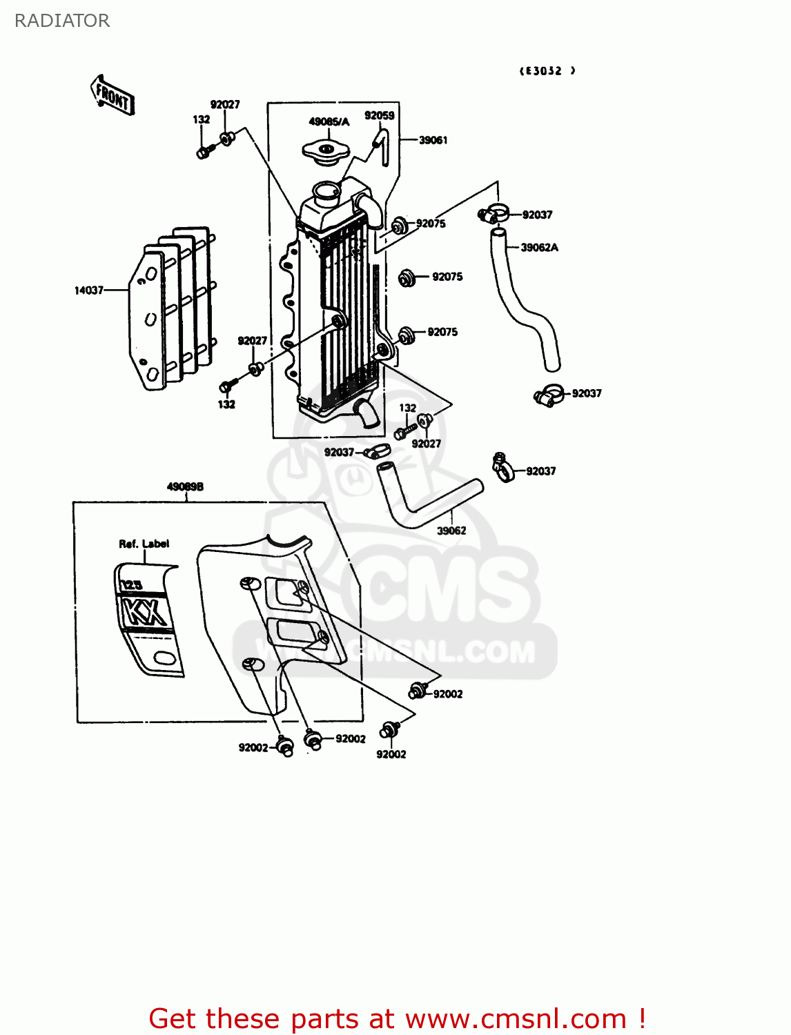 RADIATOR KX125-G1 1989 USA CANADA