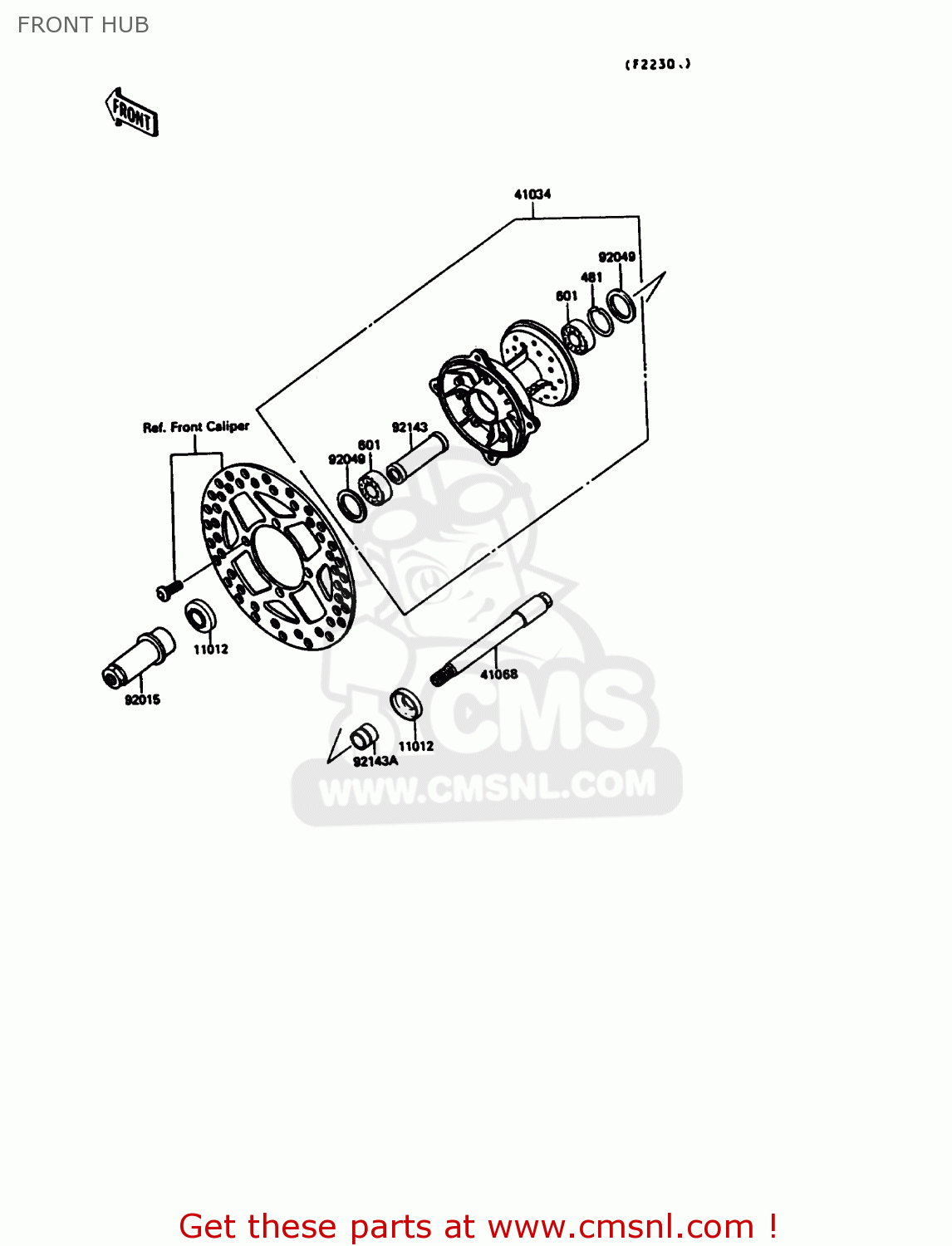 FRONT HUB KX125-G1 1989 USA CANADA