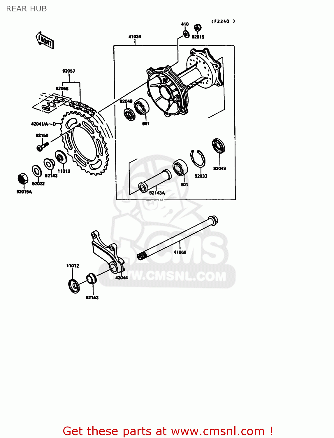REAR HUB KX125-G1 1989 USA CANADA