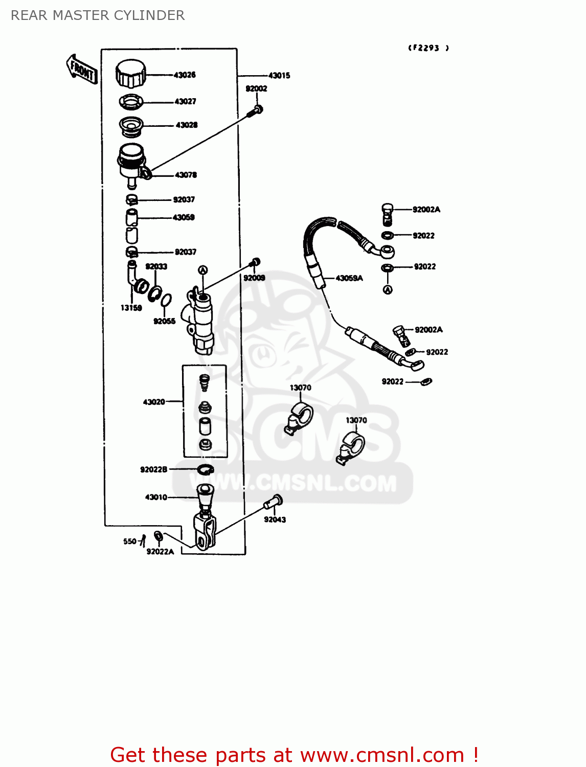 REAR MASTER CYLINDER KX125-G1 1989 USA CANADA