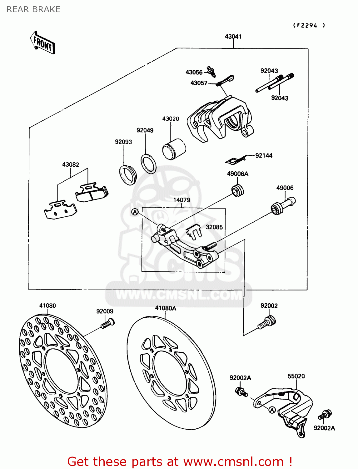 REAR BRAKE KX125-G1 1989 USA CANADA