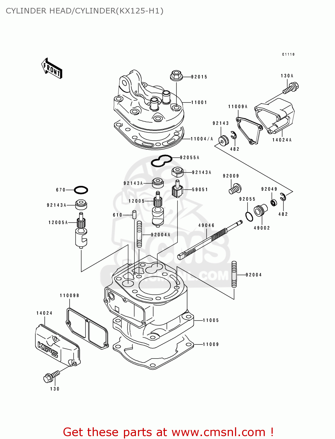 CYLINDER HEAD/CYLINDER(KX125-H1) KX125-H1 1990 EUROPE UK AL AS