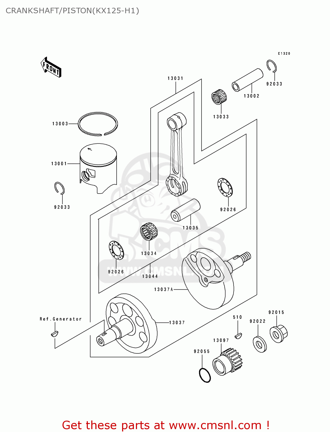 CRANKSHAFT/PISTON(KX125-H1) KX125-H1 1990 EUROPE UK AL AS