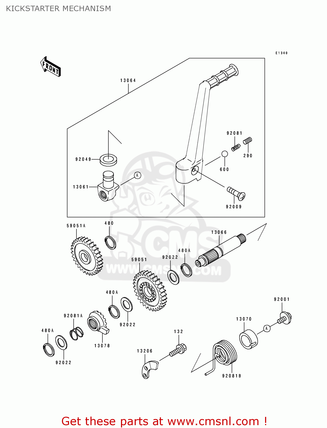 KICKSTARTER MECHANISM KX125-H1 1990 EUROPE UK AL AS