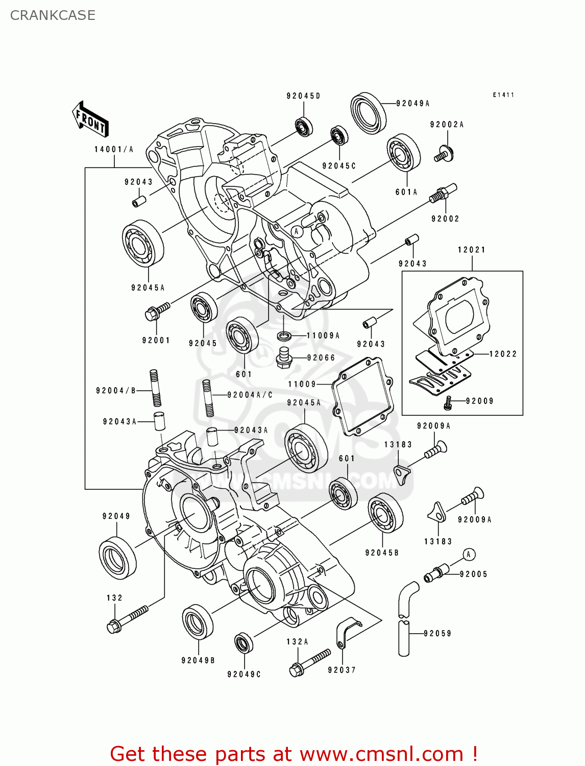 CRANKCASE KX125-H1 1990 EUROPE UK AL AS