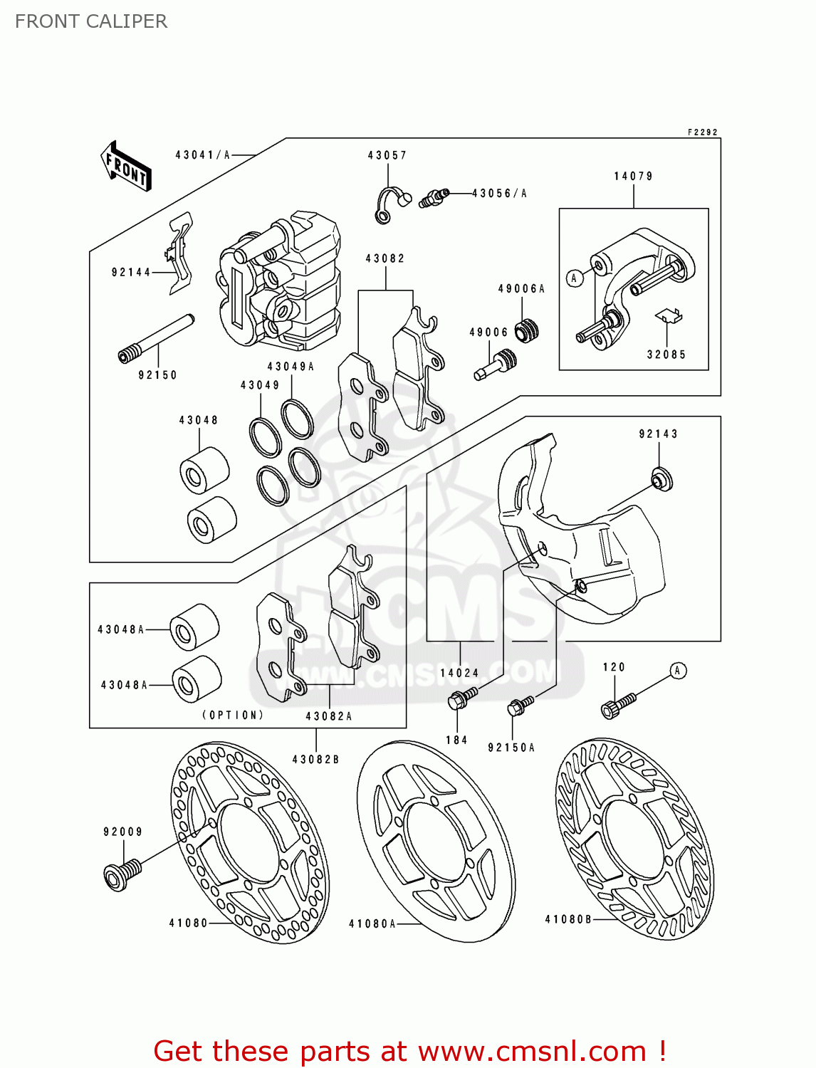 FRONT CALIPER KX125-H1 1990 EUROPE UK AL AS