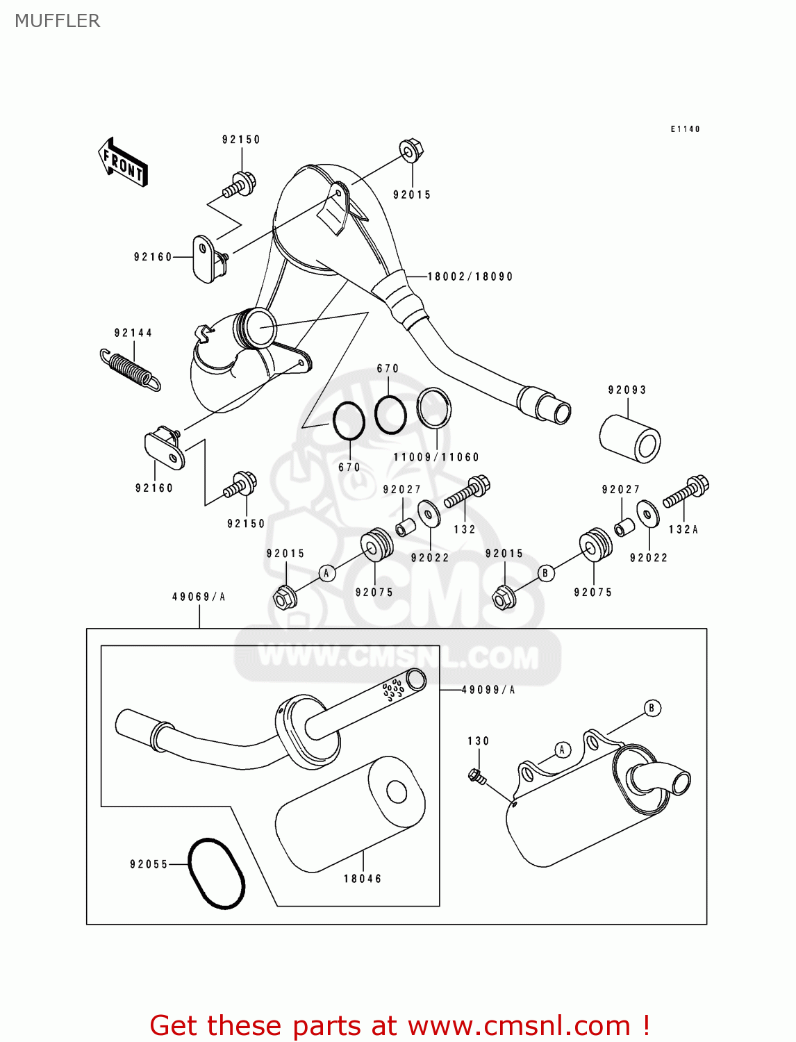 MUFFLER KX125-H1 1990 USA CANADA