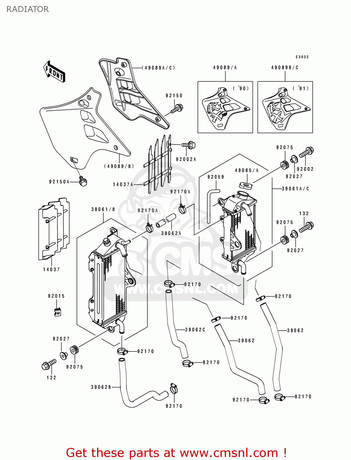 RADIATOR KX125-H1 1990 USA CANADA