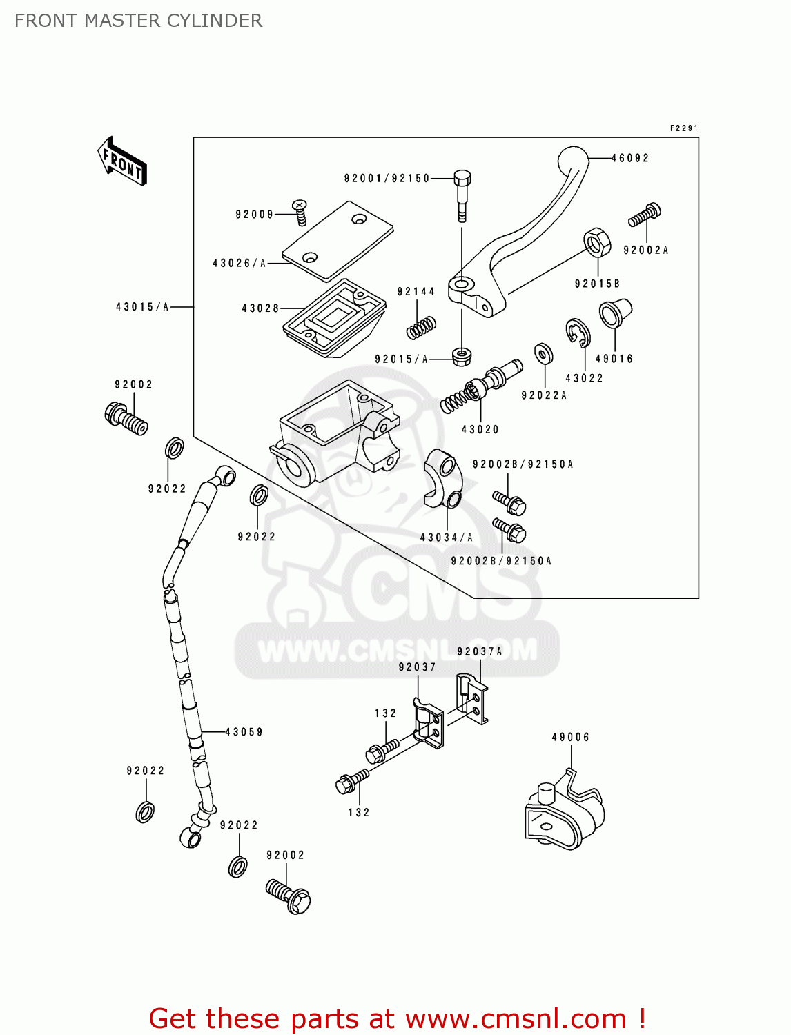 FRONT MASTER CYLINDER KX125-H1 1990 USA CANADA