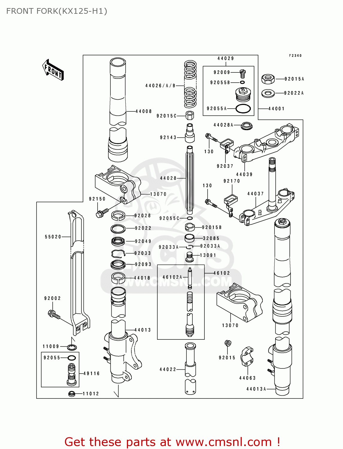 FRONT FORK(KX125-H1) KX125-H1 1990 USA CANADA
