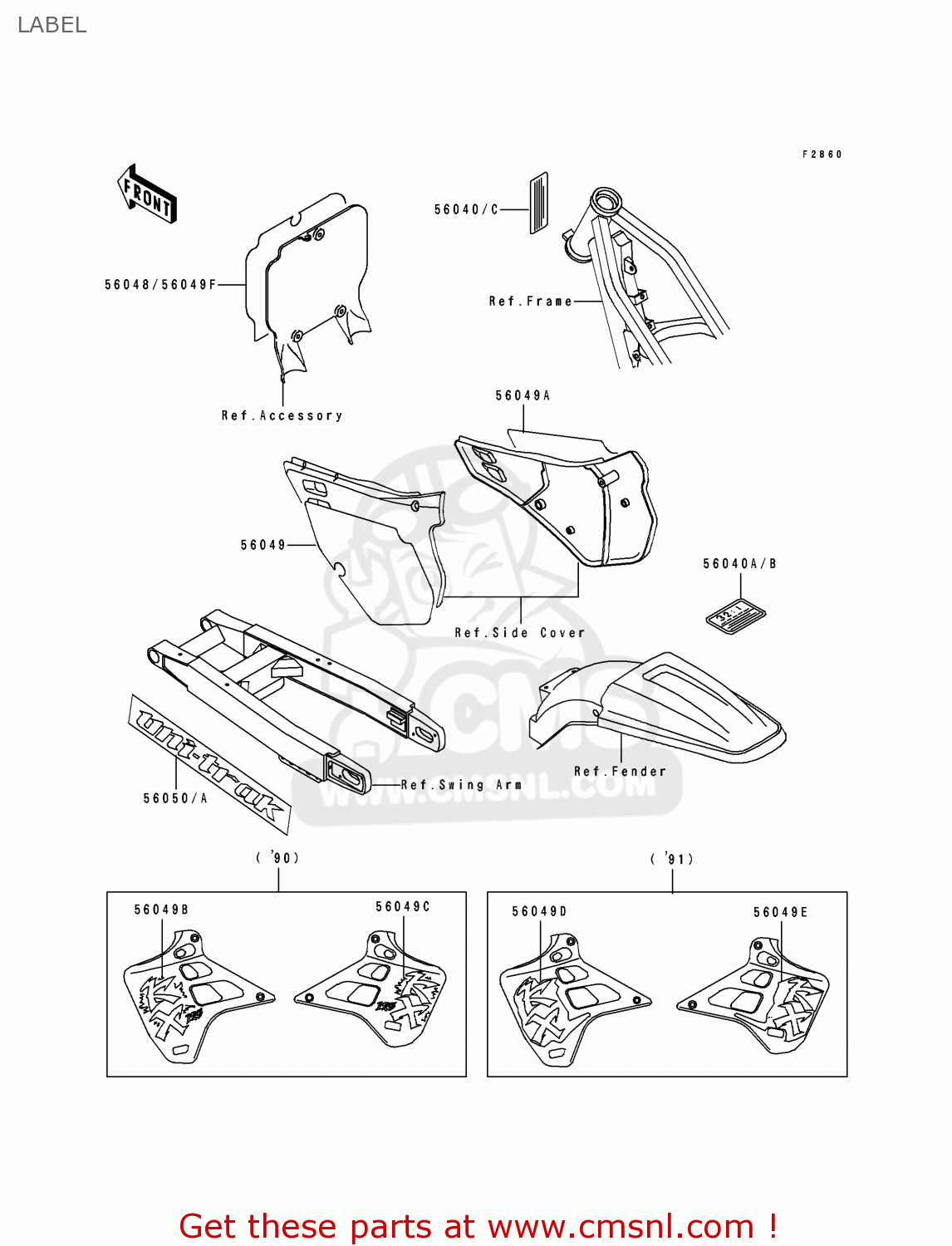 LABEL KX125-H1 1990 USA CANADA