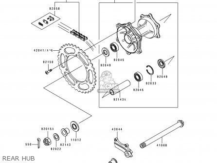 REAR HUB - KX125-H1 1990 USA CANADA