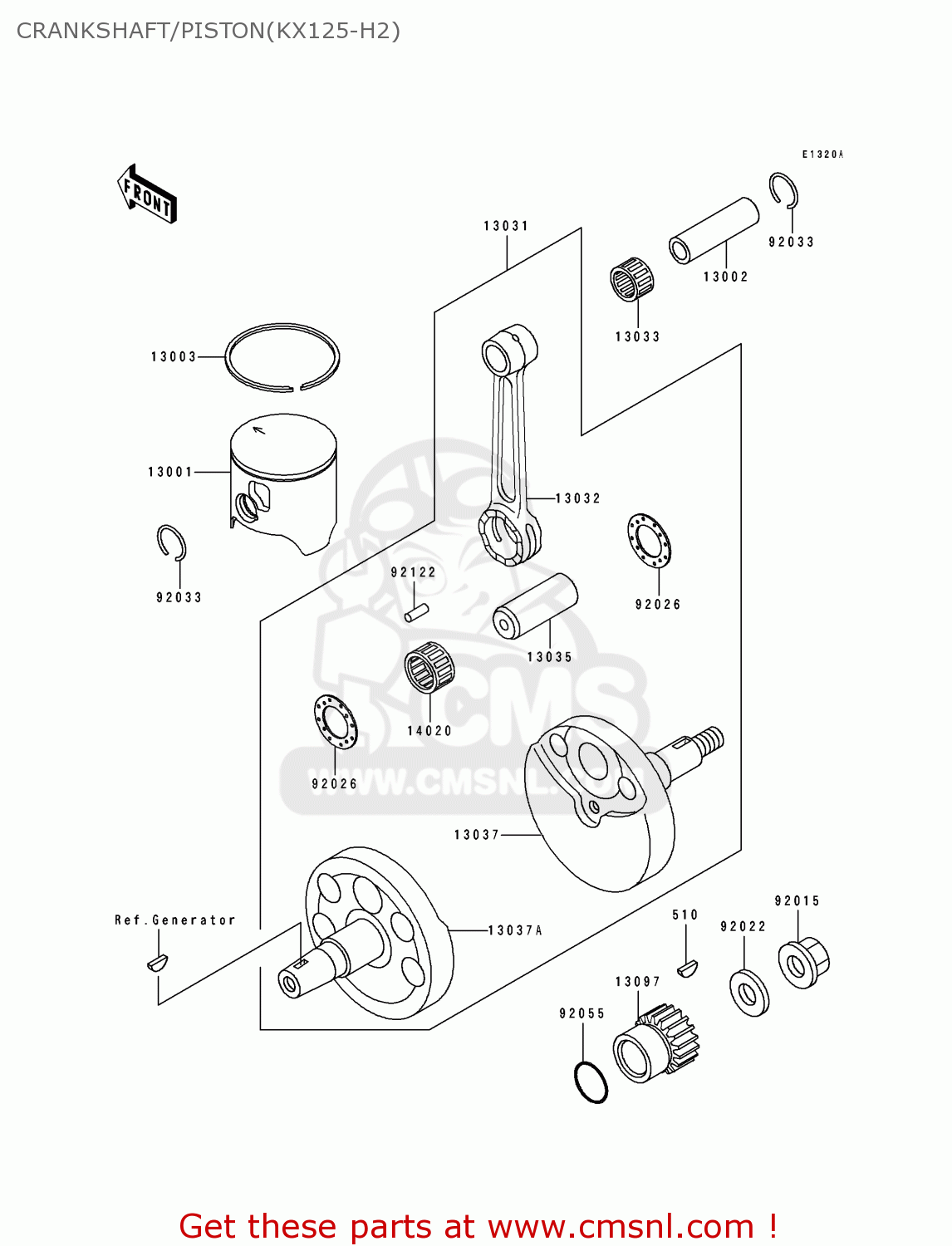 CRANKSHAFT/PISTON(KX125-H2) KX125-H2 1991 EUROPE UK AL AS