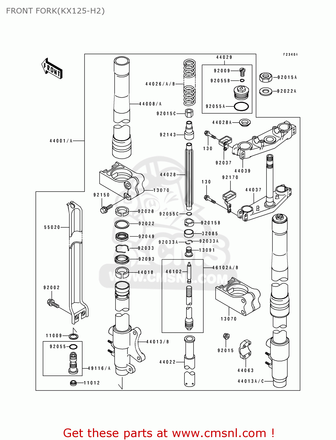 FRONT FORK(KX125-H2) KX125-H2 1991 EUROPE UK AL AS