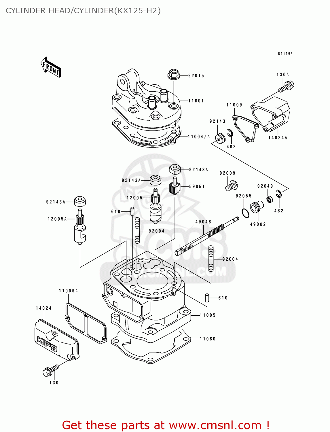 CYLINDER HEAD/CYLINDER(KX125-H2) KX125-H2 1991 USA CANADA