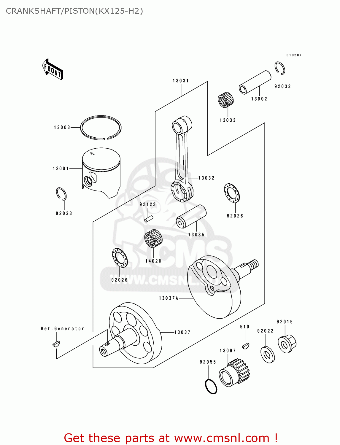 CRANKSHAFT/PISTON(KX125-H2) KX125-H2 1991 USA CANADA