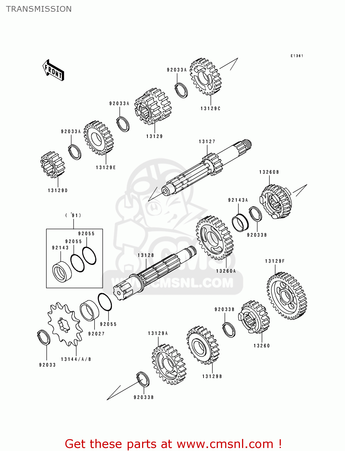 TRANSMISSION KX125-H2 1991 USA CANADA