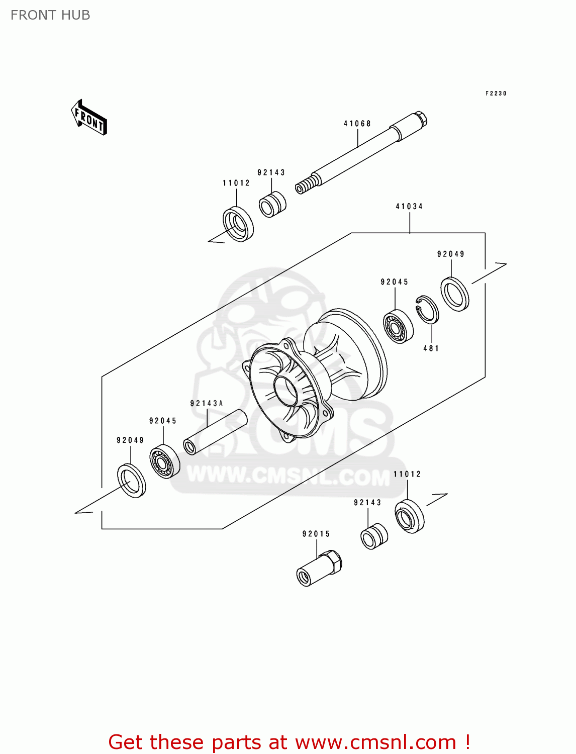 FRONT HUB KX125-H2 1991 USA CANADA