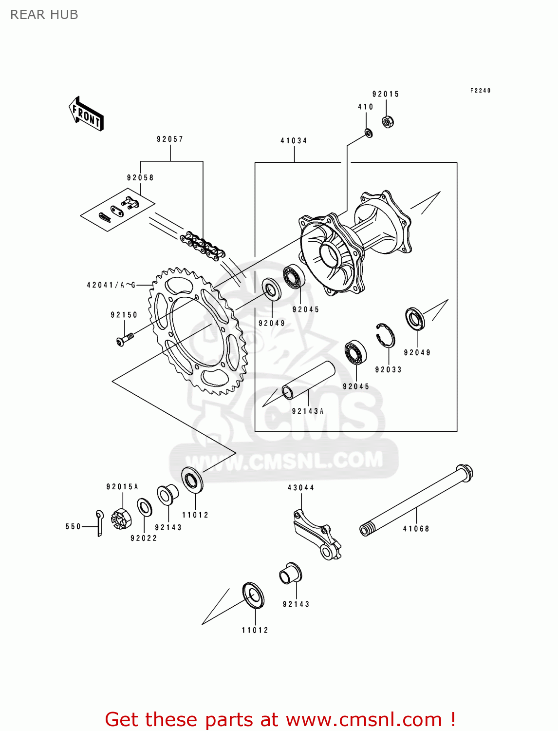 REAR HUB KX125-H2 1991 USA CANADA