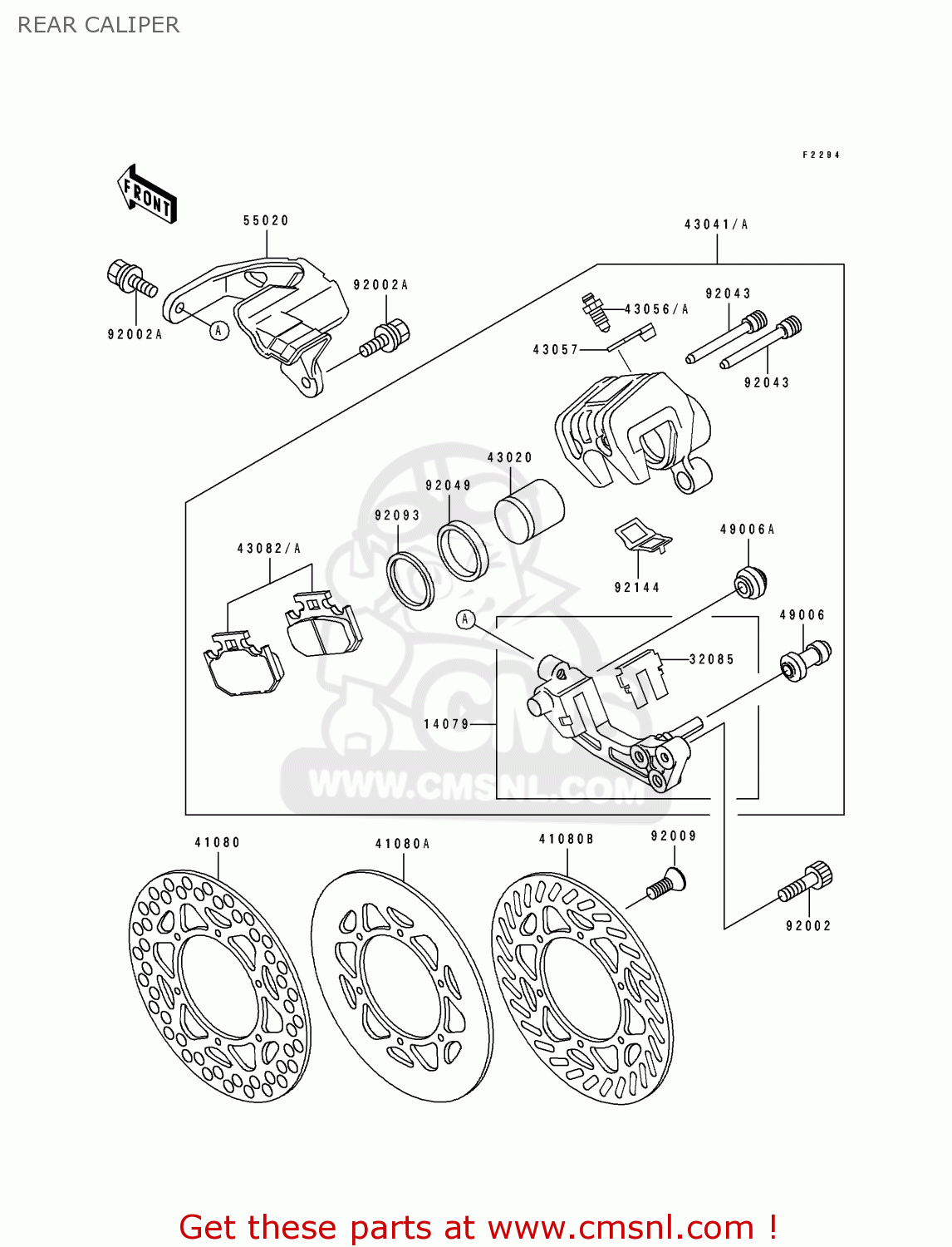 REAR CALIPER KX125-H2 1991 USA CANADA