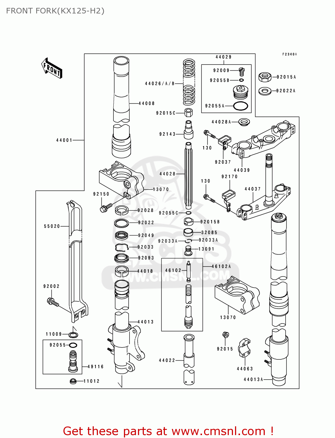 FRONT FORK(KX125-H2) KX125-H2 1991 USA CANADA