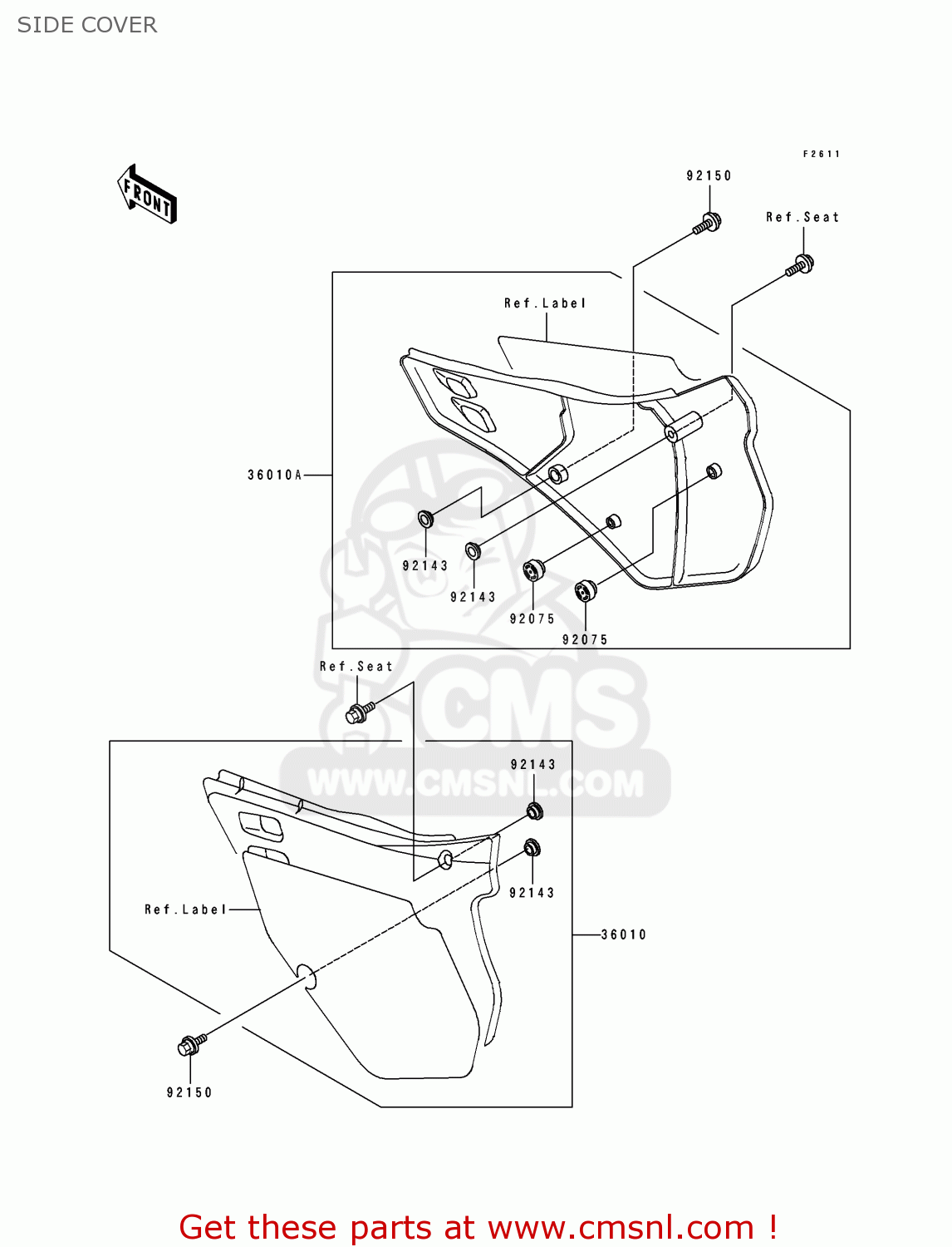 SIDE COVER KX125-H2 1991 USA CANADA