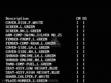 1990 KX125-H1     7F LIME GREEN - KX125-H2 1991 USA CANADA