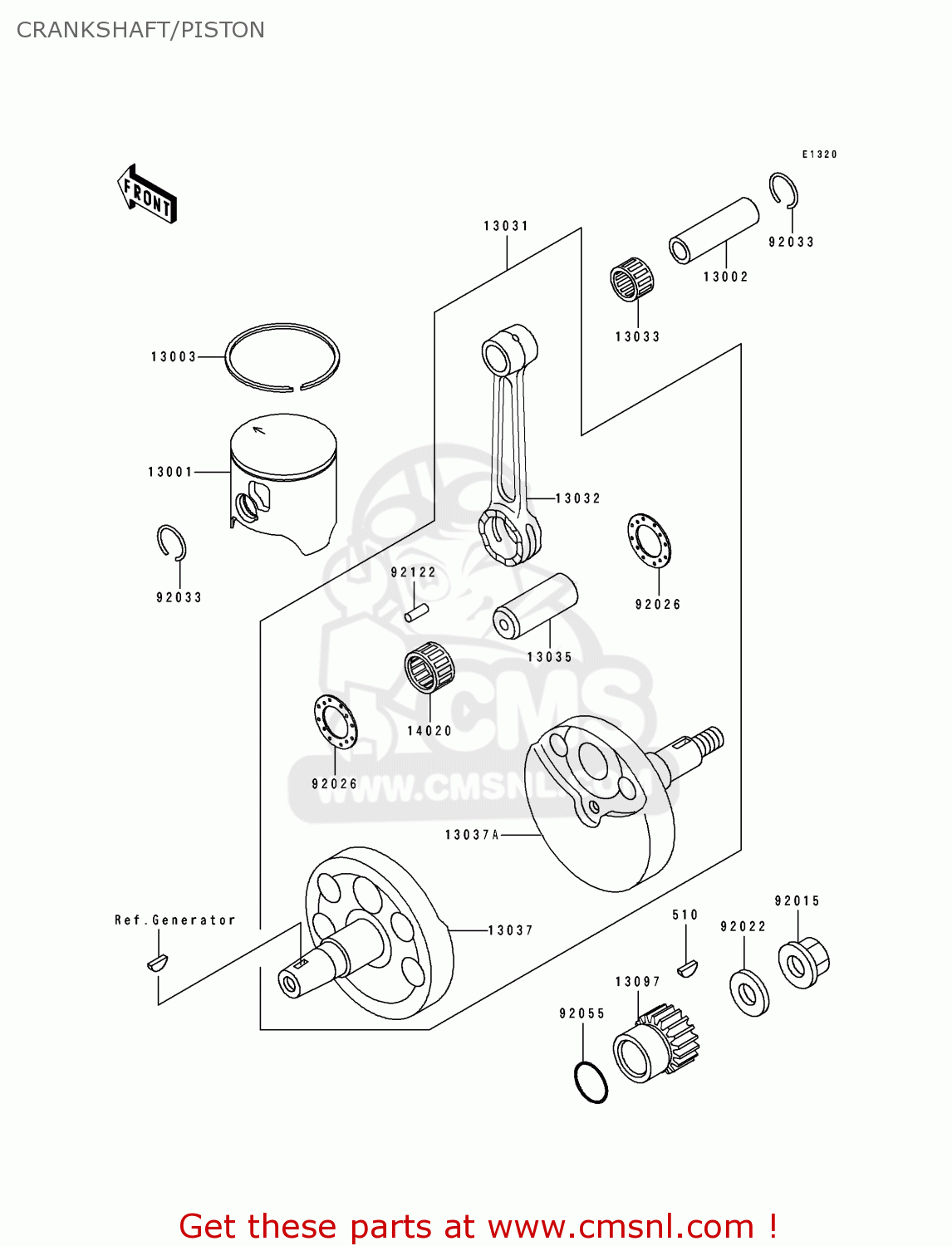 CRANKSHAFT/PISTON KX125-J1 1992 EUROPE AS