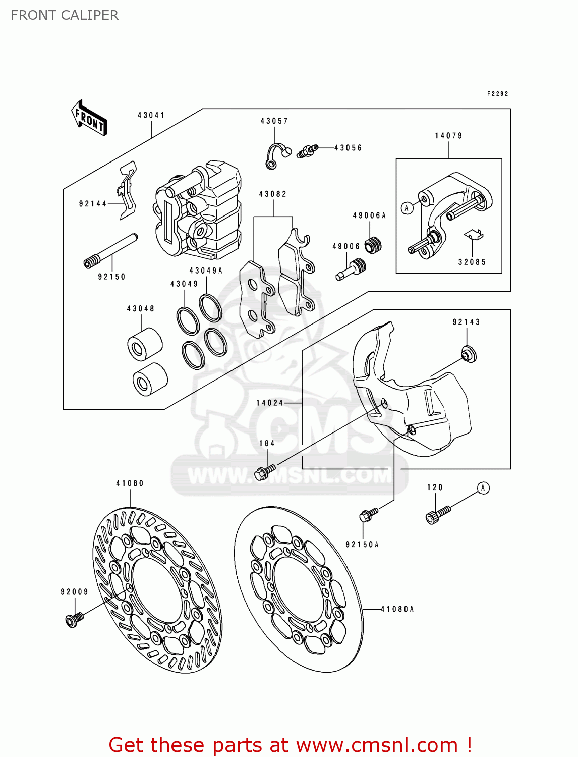 FRONT CALIPER KX125-J1 1992 EUROPE AS