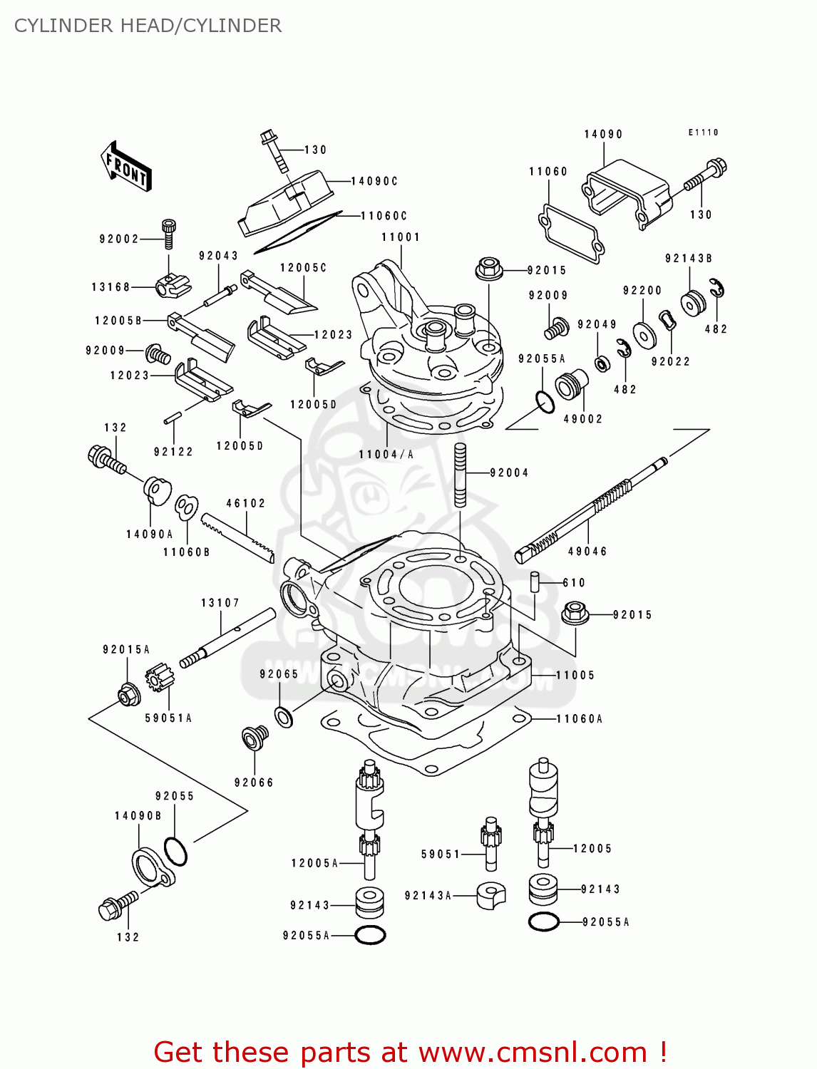 CYLINDER HEAD/CYLINDER KX125-J1 1992 USA CANADA