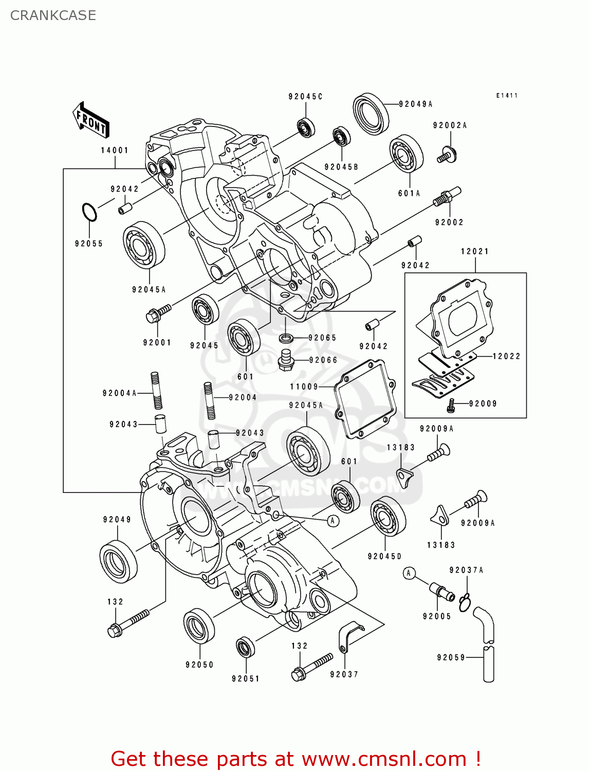 CRANKCASE KX125-J1 1992 USA CANADA
