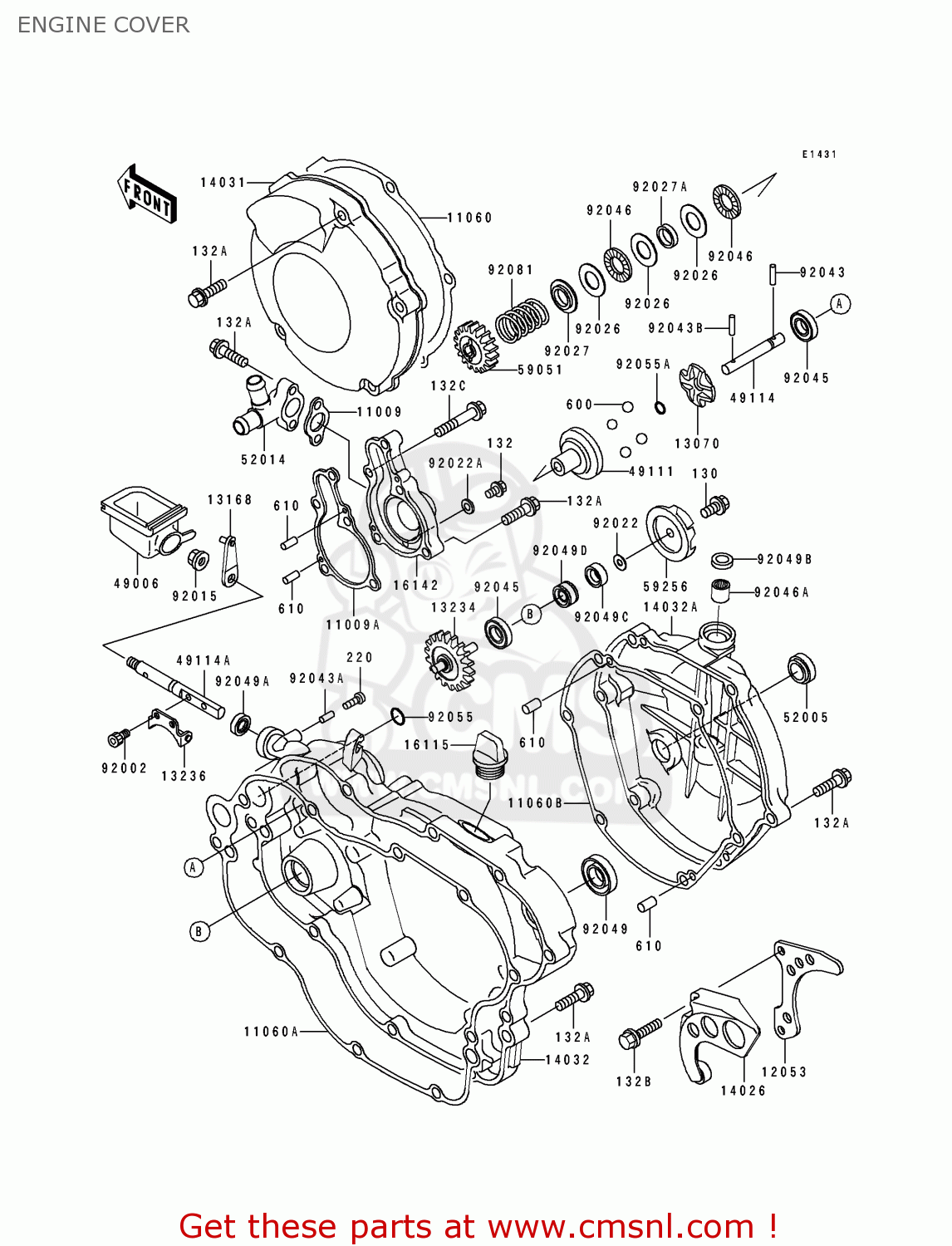 ENGINE COVER KX125-J1 1992 USA CANADA