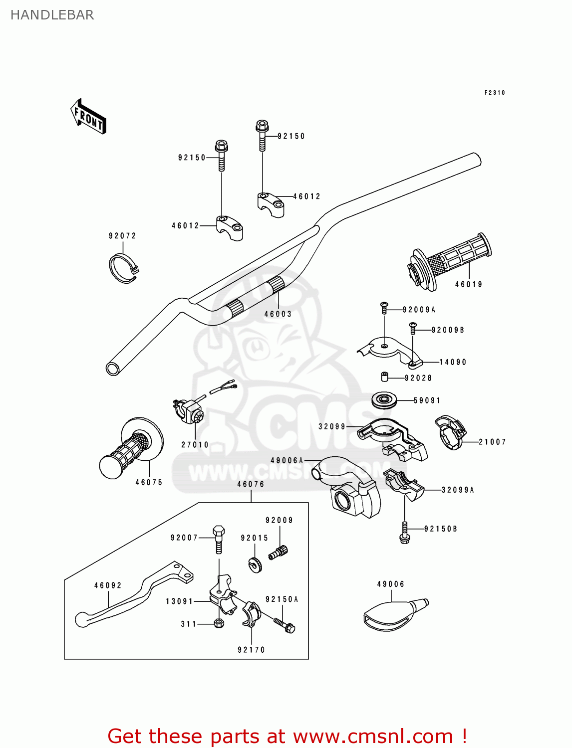 HANDLEBAR KX125-J1 1992 USA CANADA