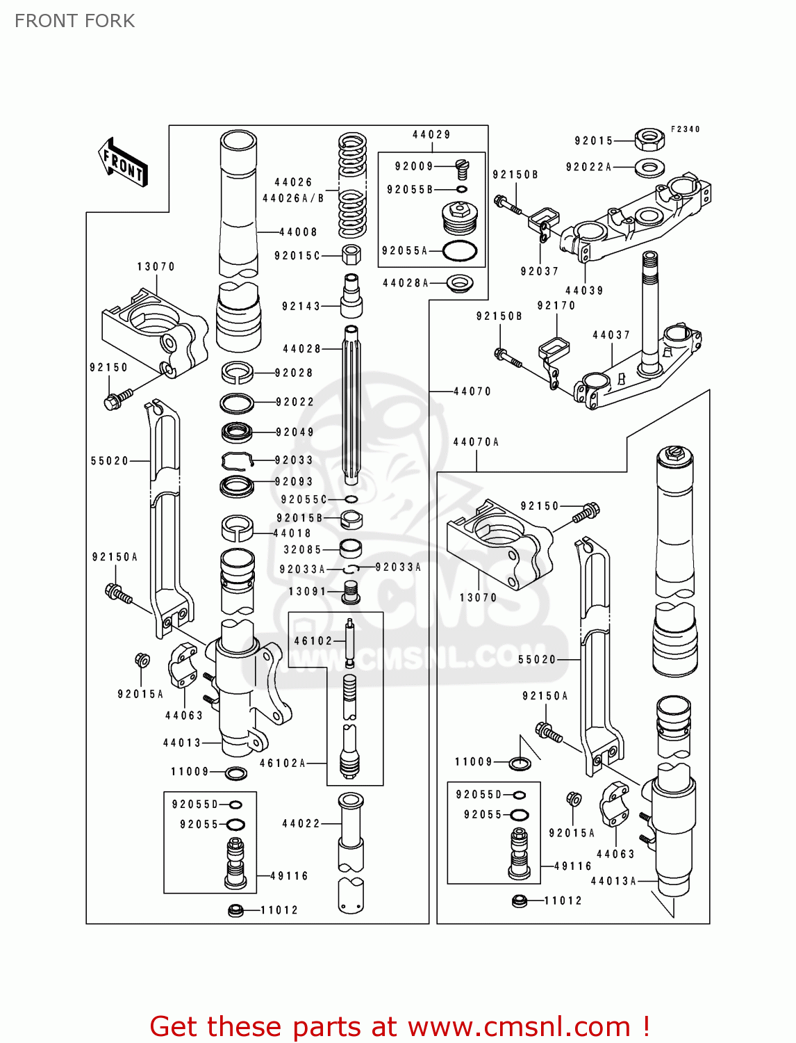 FRONT FORK KX125-J1 1992 USA CANADA