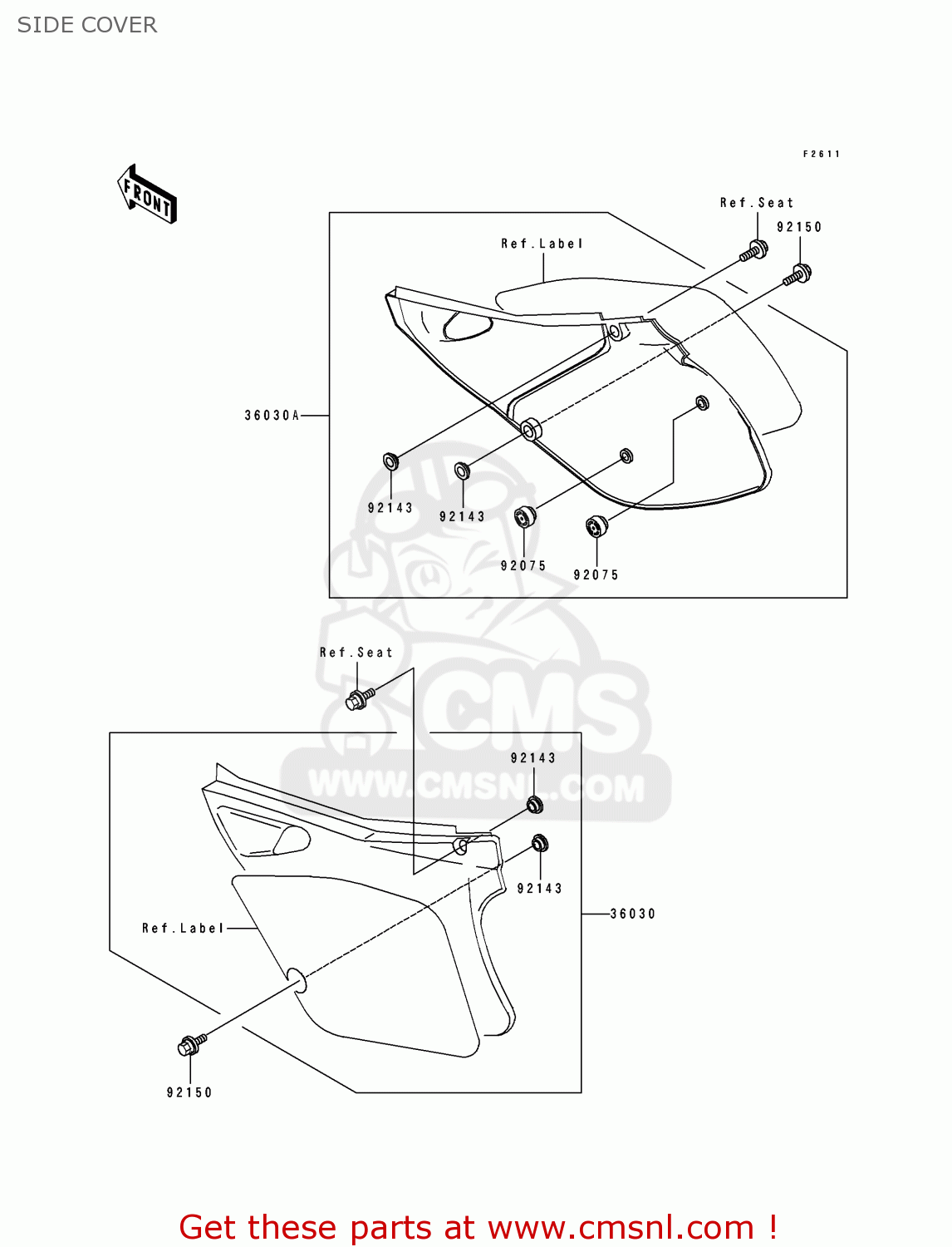 SIDE COVER KX125-J1 1992 USA CANADA
