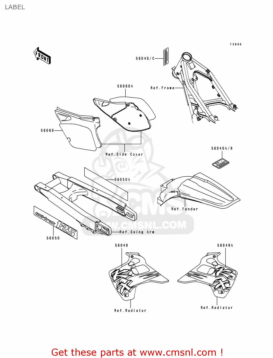 LABEL KX125-J1 1992 USA CANADA