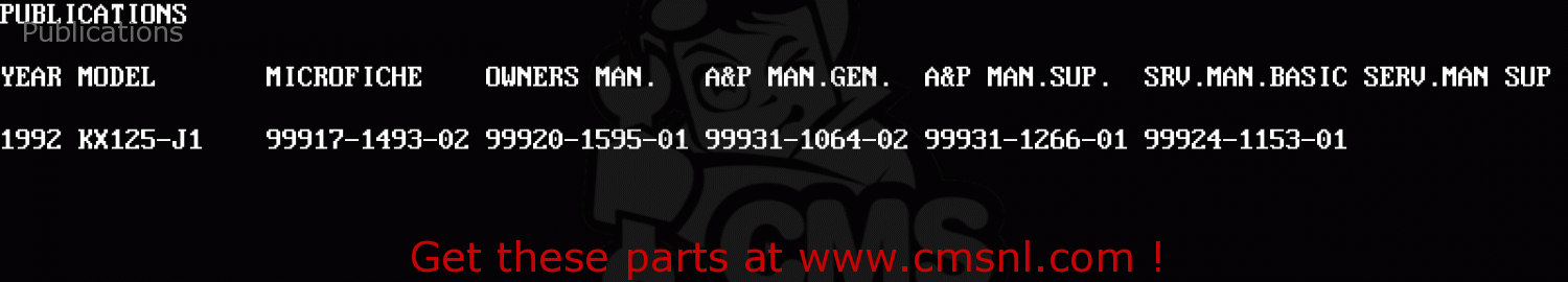 Publications KX125-J1 1992 USA CANADA