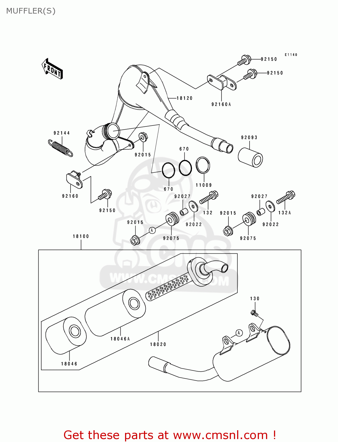 MUFFLER(S) KX125-J2 1993 EUROPE AS