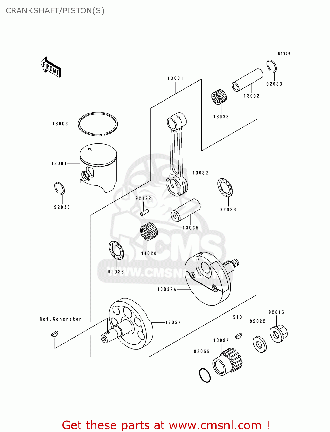 CRANKSHAFT/PISTON(S) KX125-J2 1993 EUROPE AS
