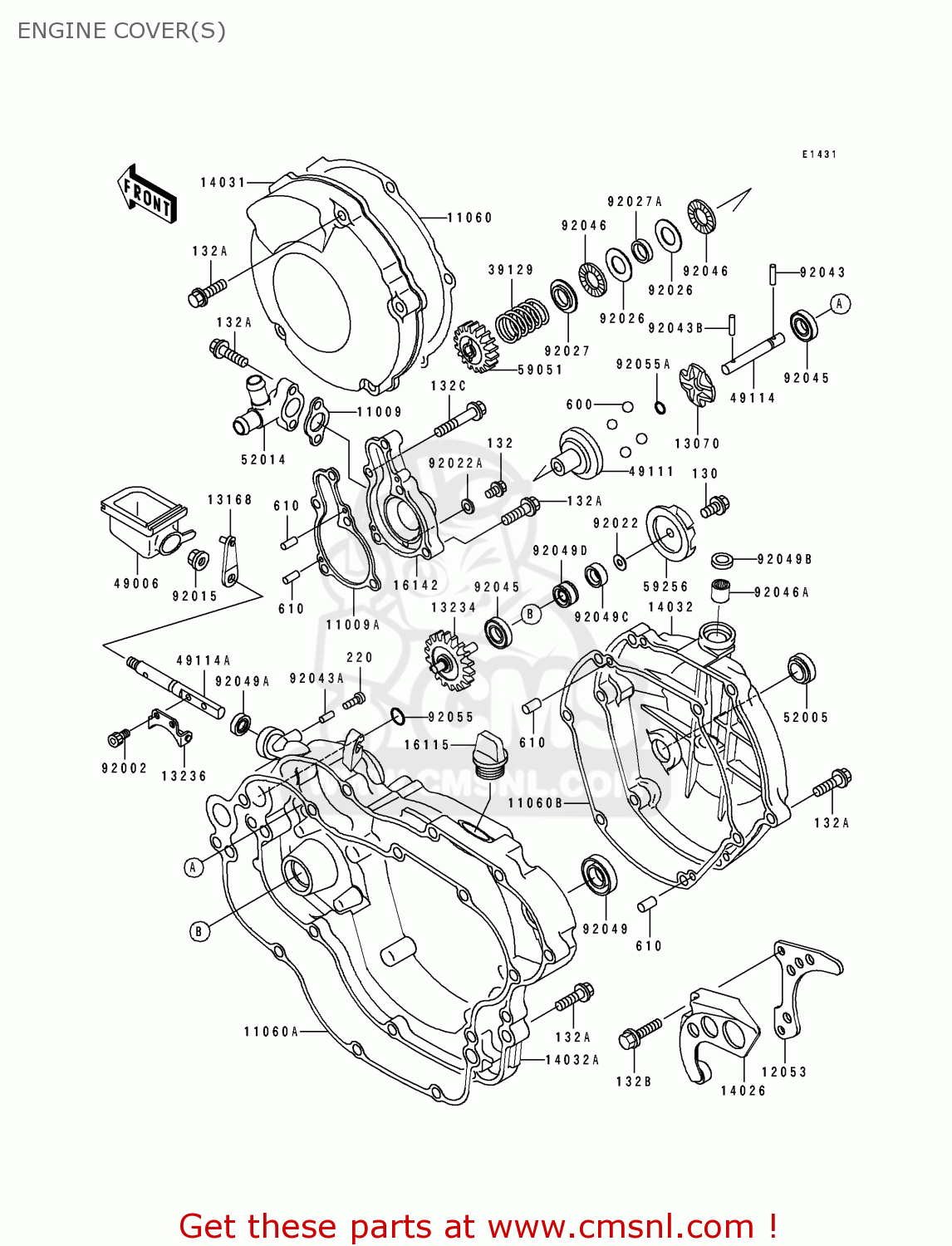 ENGINE COVER(S) KX125-J2 1993 EUROPE AS
