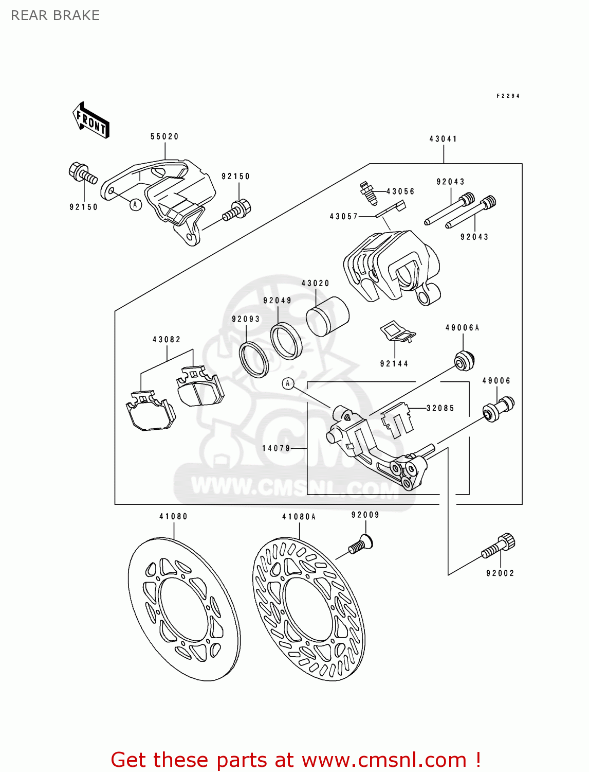 REAR BRAKE KX125-J2 1993 EUROPE AS