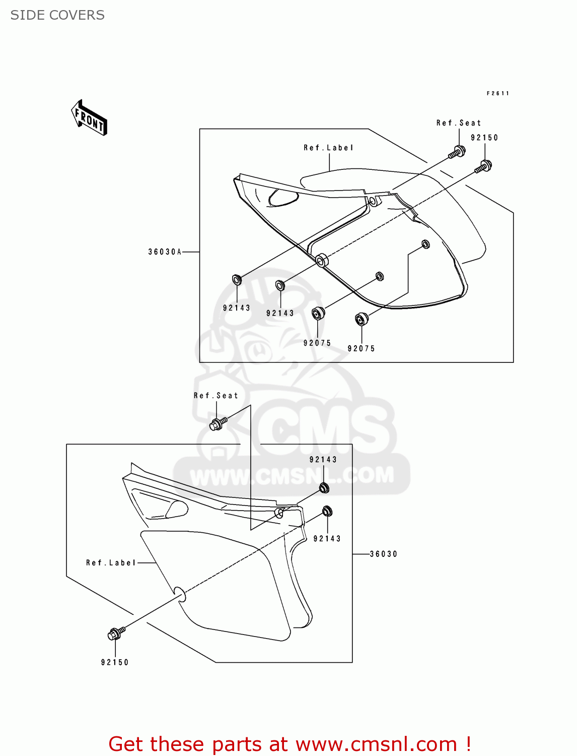 SIDE COVERS KX125-J2 1993 EUROPE AS