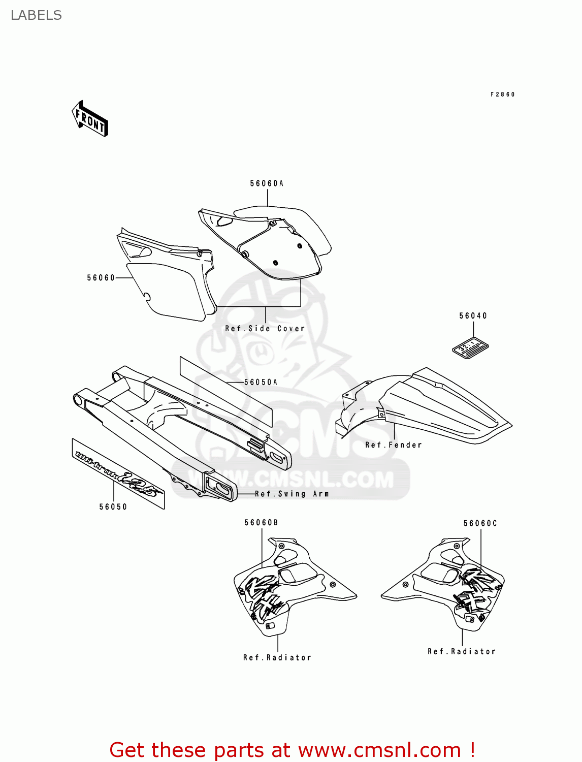 LABELS KX125-J2 1993 EUROPE AS