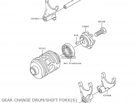 GEAR CHANGE DRUM/SHIFT FORK(S) - KX125-J2 1993 EUROPE AS