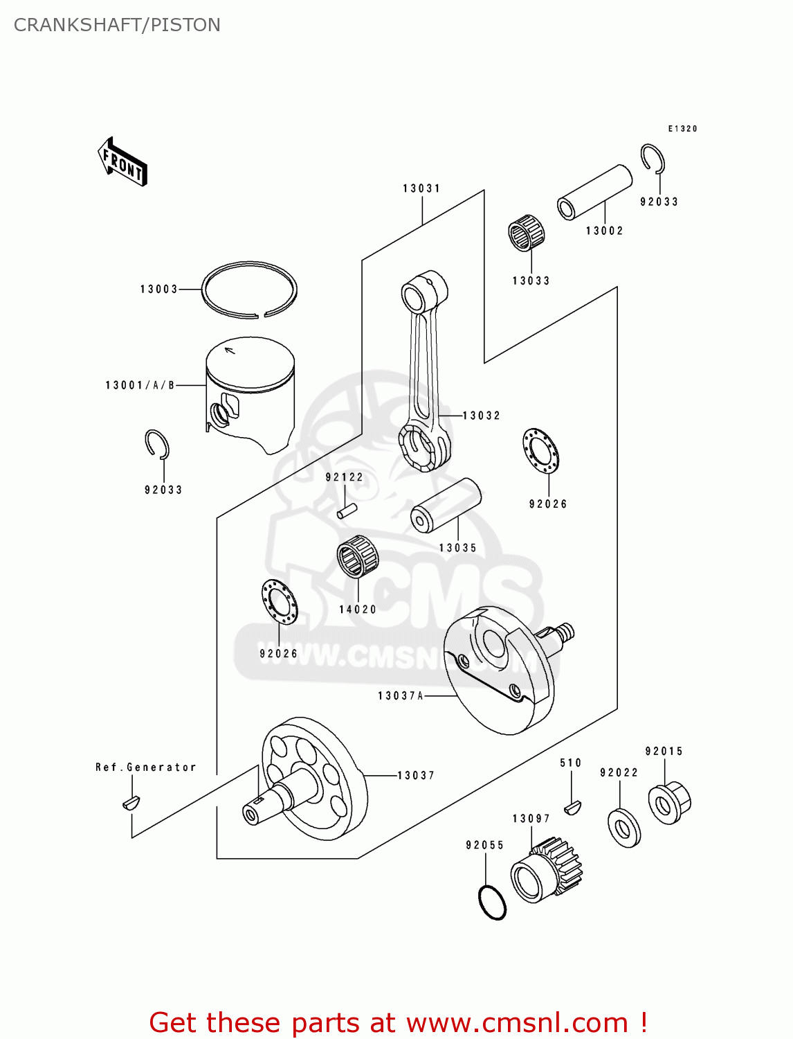 CRANKSHAFT/PISTON KX125-J2 1993 USA CANADA