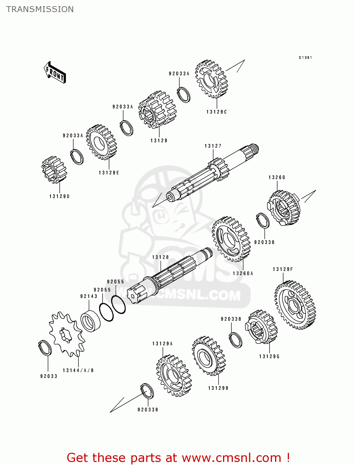 TRANSMISSION KX125-J2 1993 USA CANADA