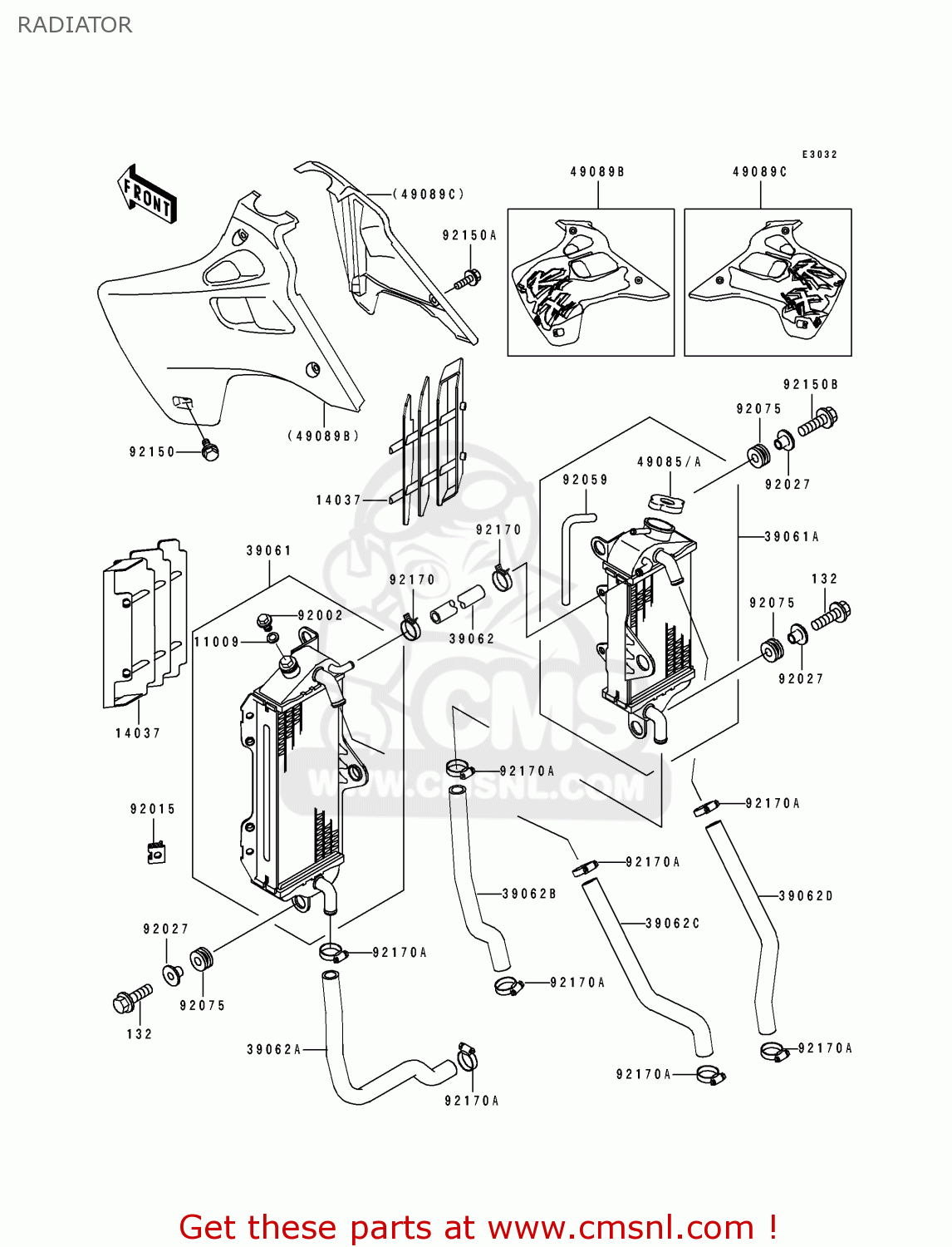 RADIATOR KX125-J2 1993 USA CANADA
