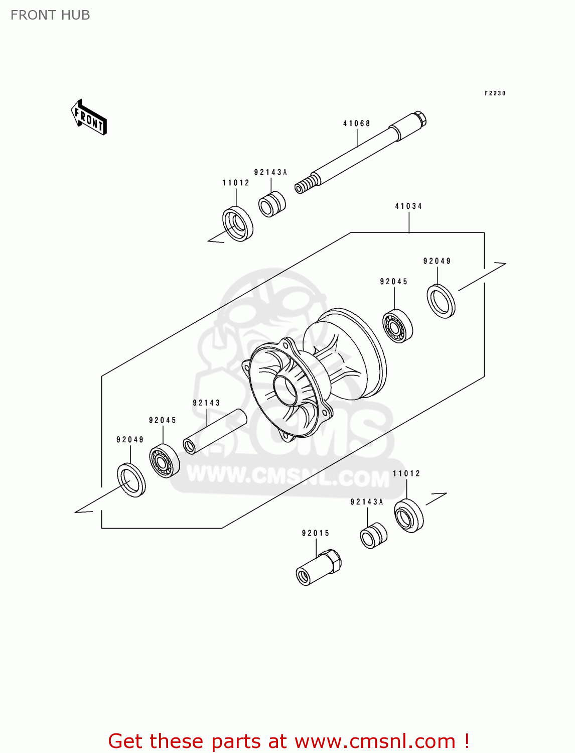 FRONT HUB KX125-J2 1993 USA CANADA
