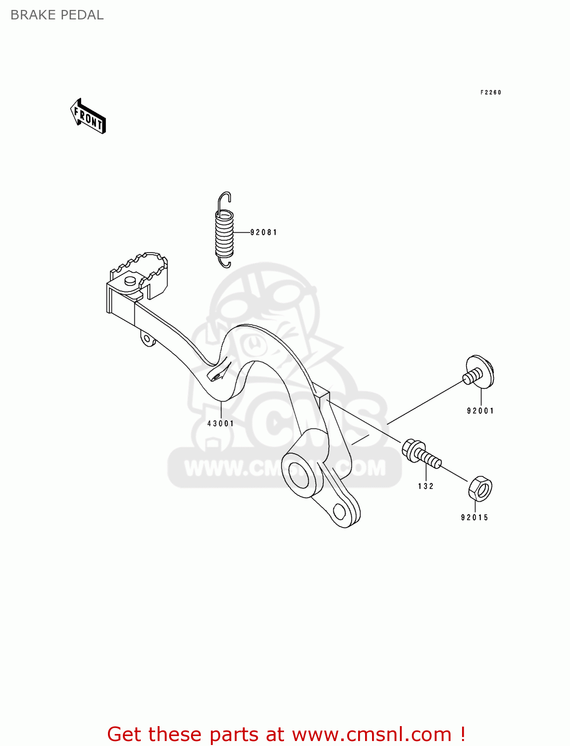 BRAKE PEDAL KX125-J2 1993 USA CANADA